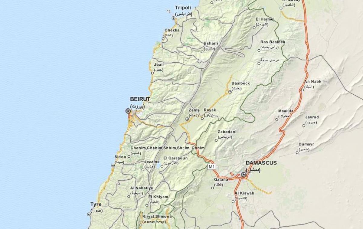 karta GPS karta Libanona