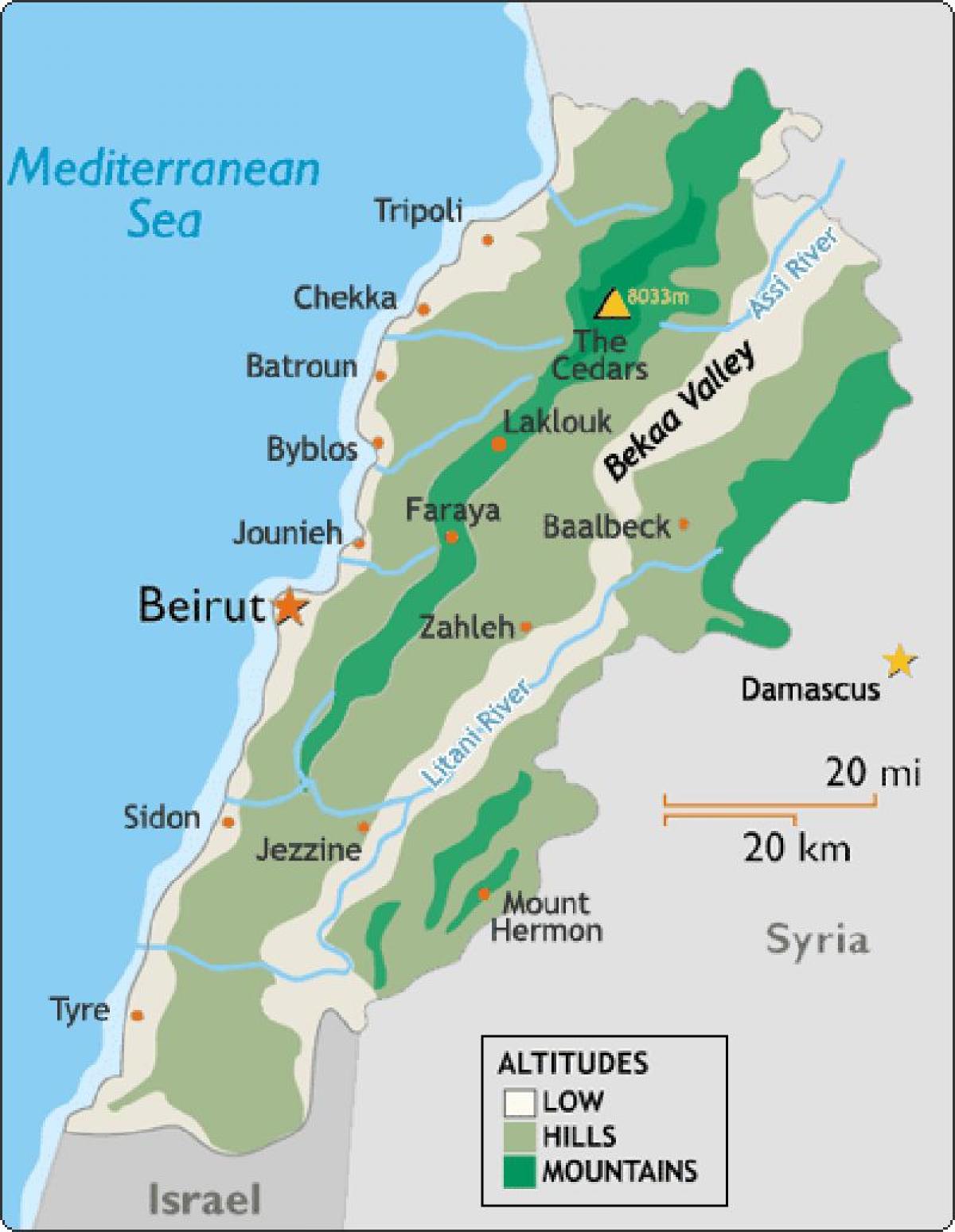 karta Libanona klime