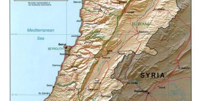 Karta Libanona topografski