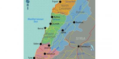 Karta Libanona turist